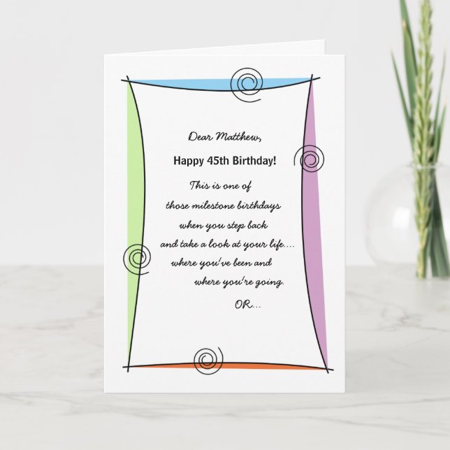 Genießen Sie den 45. Geburtstag Karte (Vorderseite)