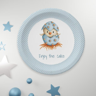 Genießen Sie den Cake Baby Bird, der blaues Eipapi Pappteller