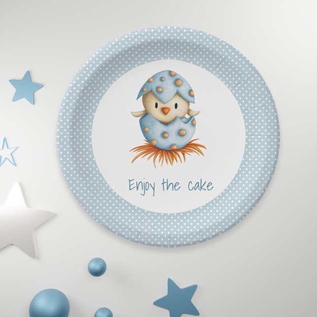 Genießen Sie den Cake Baby Bird, der blaues Eipapi Pappteller (Von Creator hochgeladen)