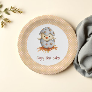 Genießen Sie den Kuchen Weiße Punkte Baby Vogel Sc Pappteller