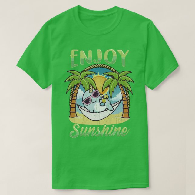 Genießen Sie den Sunshine Narwhal Hammock Beach T-Shirt (Design vorne)