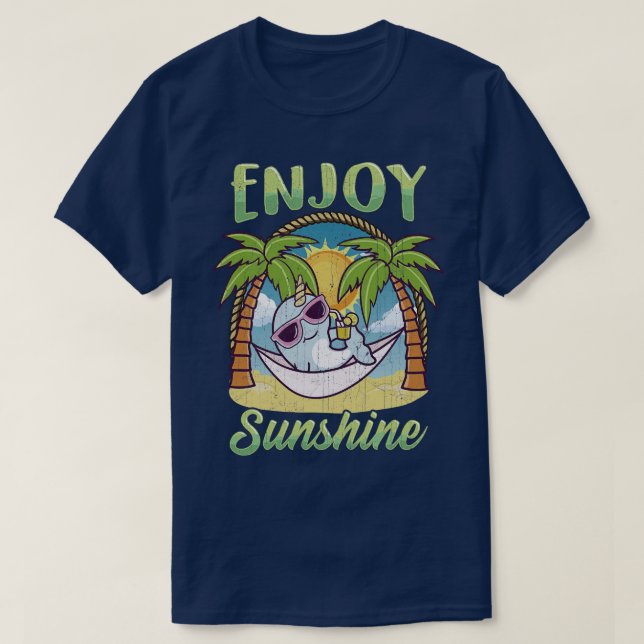 Genießen Sie den Sunshine Narwhal Hammock Beach T-Shirt (Design vorne)