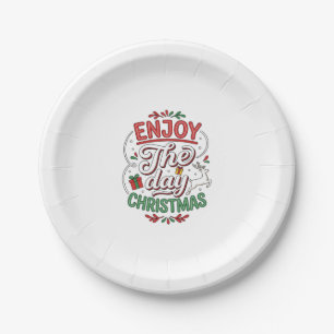 Genießen Sie den Tag Weihnachtsrentier-Geschenk Pappteller