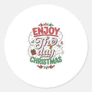 Genießen Sie den Tag Weihnachtsrentier-Geschenk Runder Aufkleber
