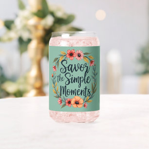 Genießen Sie die einfachen Momente Boho-Blumen-Zit Dosenglas
