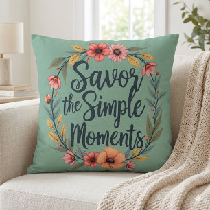 Genießen Sie die einfachen Momente Boho-Blumen-Zit Kissen