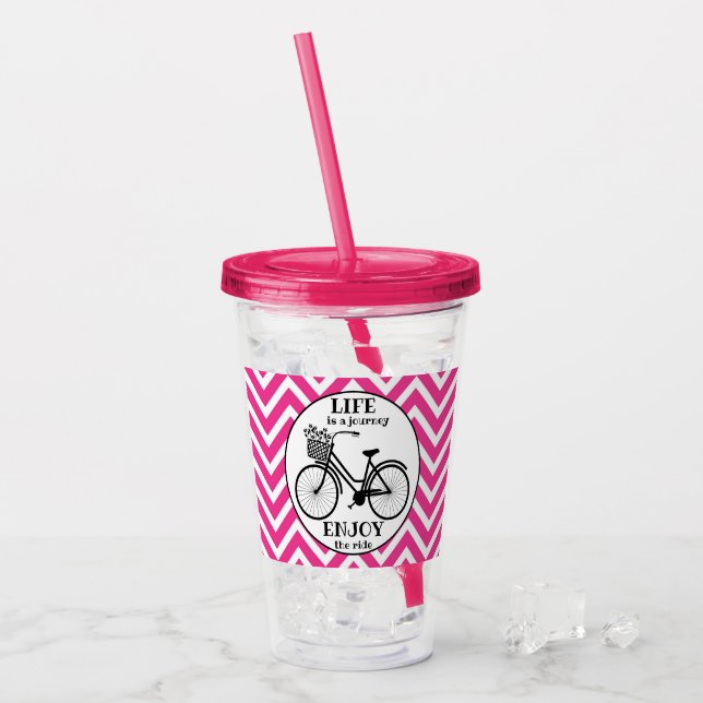 Genießen Sie die Fahrt | Fahrrad mit Motivierend B Acryltrinkbecher (Vorderseite Ice)
