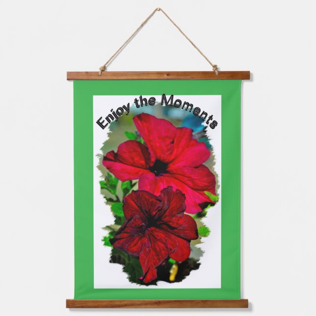 Genießen Sie die Moments Wood Topped Wall Tapestry Wandteppich Mit Holzrahmen (Vorderseite)