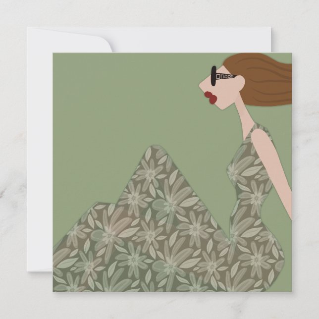 Genießen Sie die sanfte Brise Fashion Illustration Einladung (Vorderseite)