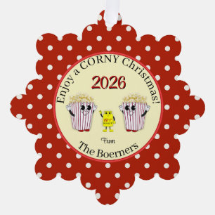 Genießen Sie ein mächtig corny Weihnachten! Popcor Ornament Karte