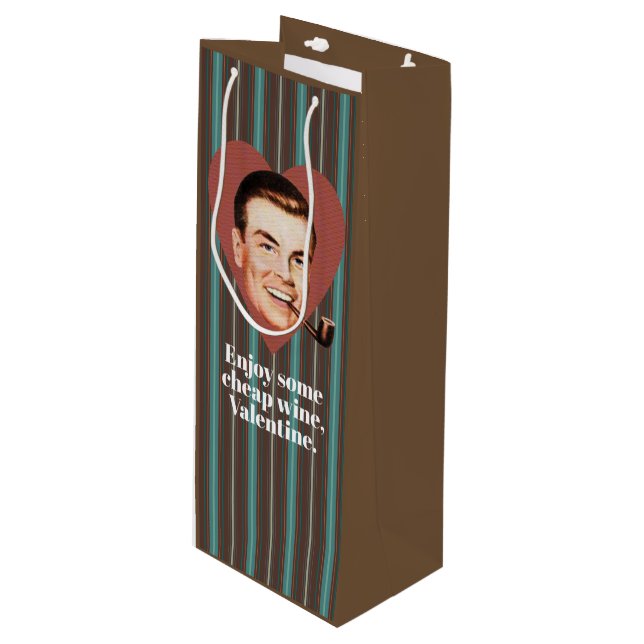 Genießen Sie einen billigen Wein Valentine. Geschenktüte Für Weinflaschen (Vorderseite Schrägansicht)
