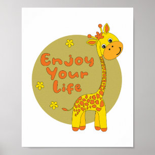 Genießen Sie Ihr Leben Kawaii niedliche gelbe Baby Poster