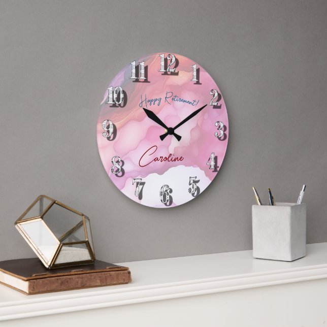 Genießen Sie Ihre Ruhestätte Pastel Fluid Colors Große Wanduhr (Büro)