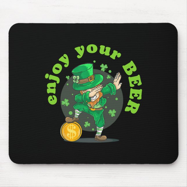 Genießen Sie Ihren Beer St Patricks Day Funny Iris Mousepad (Vorne)