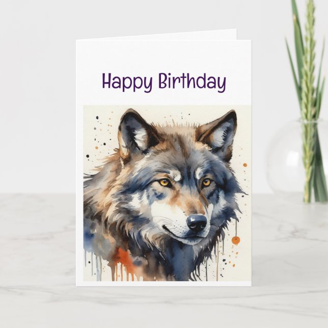 Genießen Sie Ihren Geburtstag Wild Wolf Tier Karte (Vorderseite)