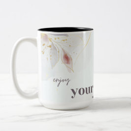 genießen Sie Ihren Kaffee Zweifarbige Tasse