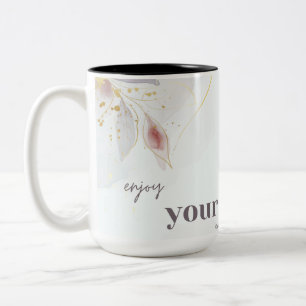 genießen Sie Ihren Kaffee Zweifarbige Tasse