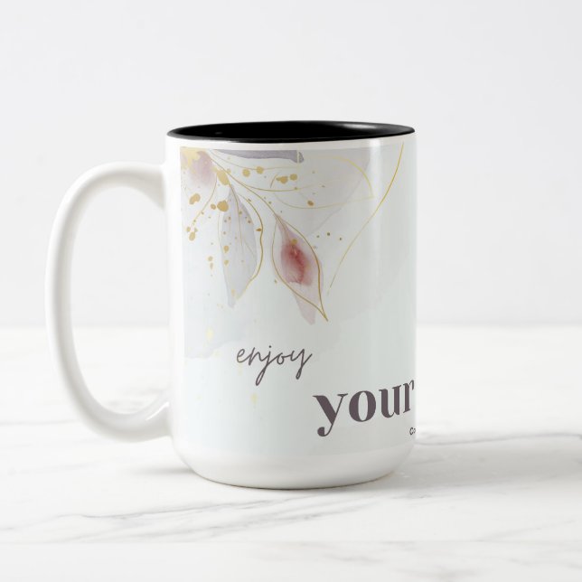 genießen Sie Ihren Kaffee Zweifarbige Tasse (Links)