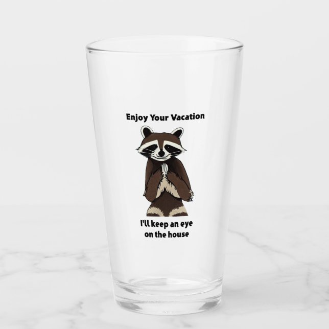 Genießen Sie Ihren Urlaub Mischvous Raccoon Glas (Vorderseite)