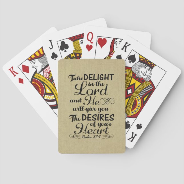 Genießen Sie im Lord Psalm 37 4 Bibel Verse Spielkarten (Rückseite)