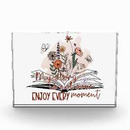 Genießen Sie jeden Moment, positive Botschaft Fotoblock