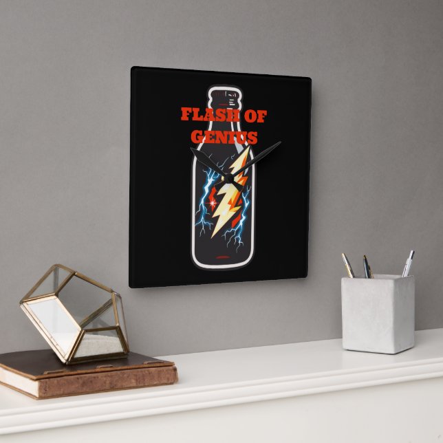 Genius-Blitz Quadratische Wanduhr (Büro)