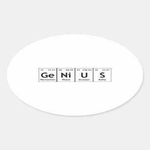 GeNiUS Chemistry Periodic Table Words Elements Ovaler Aufkleber