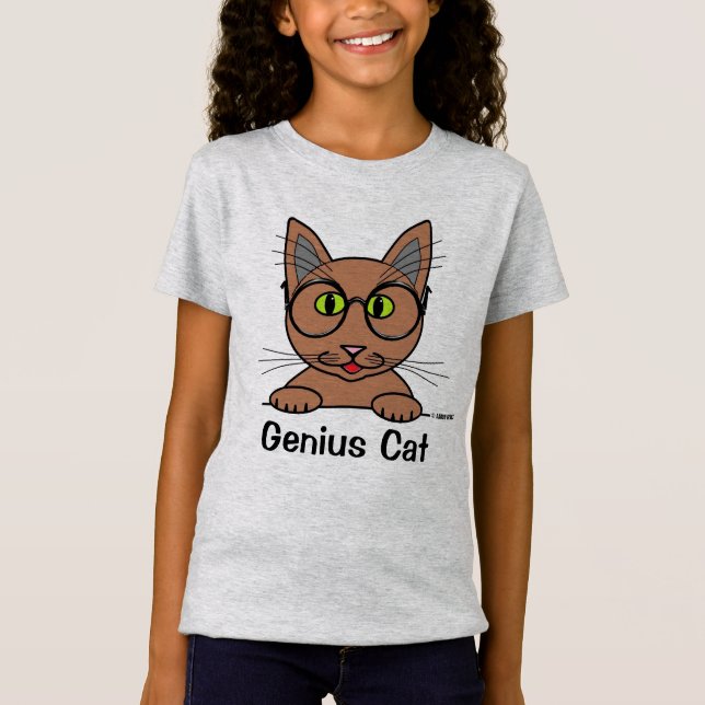 Genius Katze mit Brille Funny T-Shirt (Vorderseite)