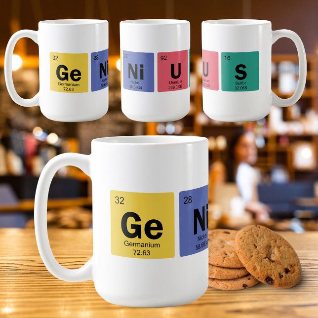 GENIUS | Periodische Tabelle der Elemente-Symbole Kaffeetasse (Available in multiple sizes, styles and colors. Cookies not included :-()