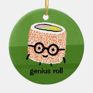 Genius Roll   Sushi Roll mit Brille Niedlich Geek Keramikornament