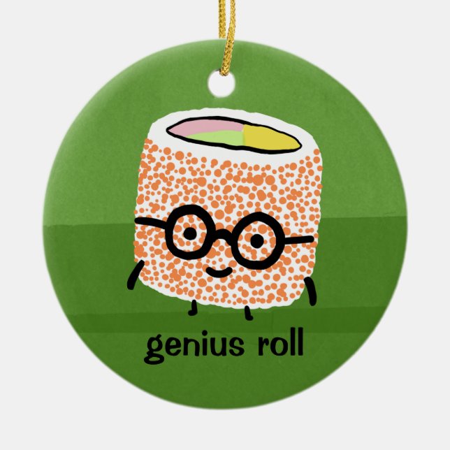 Genius Roll | Sushi Roll mit Brille Niedlich Geek Keramikornament (Vorne)
