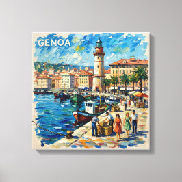 Genoa Hafen Leuchtturm Szene Leinwand Kunst