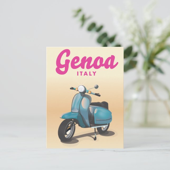 Genoa Italy Scooter Postkarte (Stehend Vorderseite)