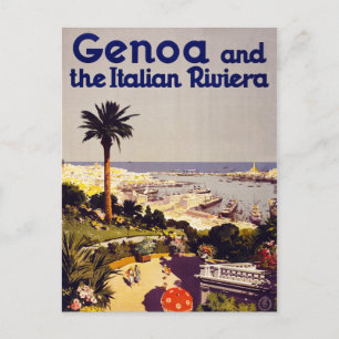 Genoa und die italienische Riviera Vintage Poster  Postkarte