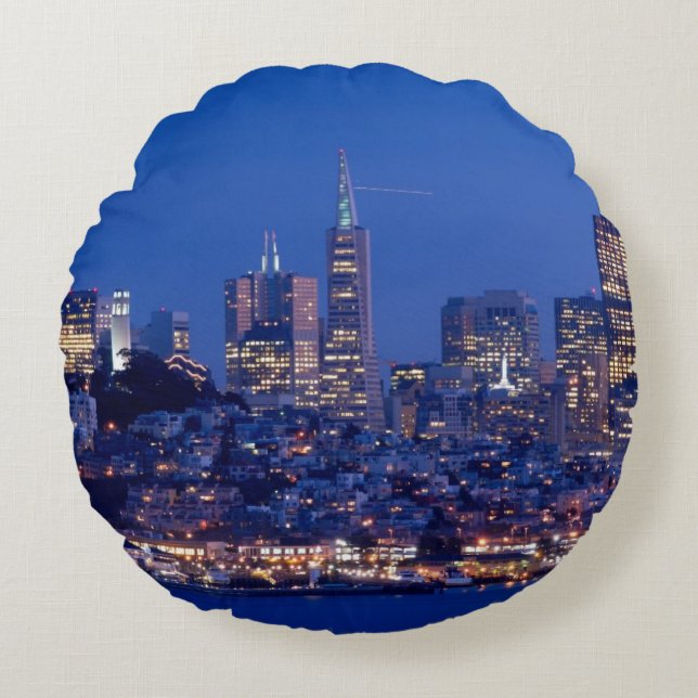 Genommen vom Dach des Gefängnisses auf Alcatraz Rundes Kissen (Vorderseite)