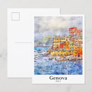 Genova Italien Reisen Wasserfarben Sketch Handgeze Postkarte