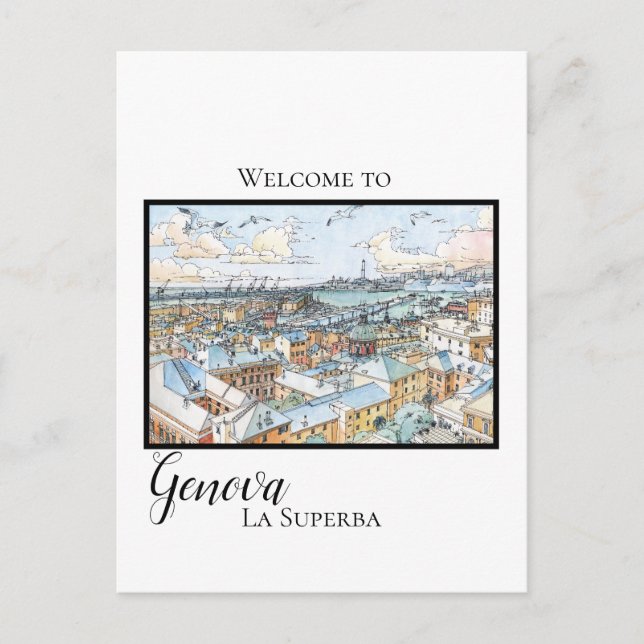 Genova la superba - Panoramaaufenthalt Postkarte (Vorderseite)