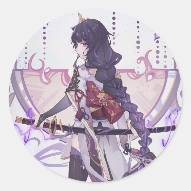 Genshin impact Baal sakura leaves Runder Aufkleber (Vorderseite)