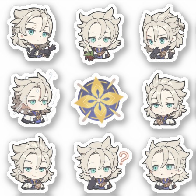 Genshin Impact Chibi Albedo Stickers Aufkleber (Vorderseite)