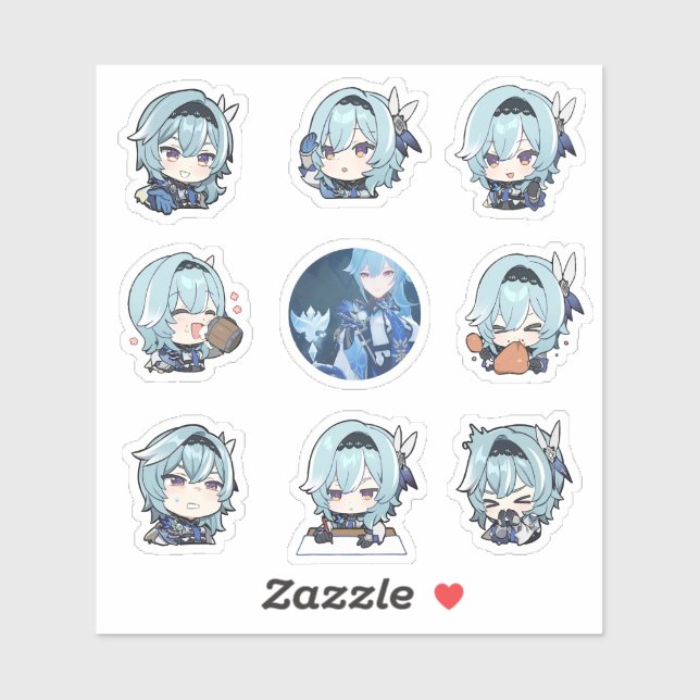 Genshin Impact Chibi Eula Stickers Aufkleber (Blatt)
