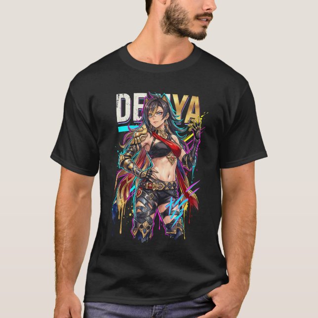 Genshin Impact Dehya Vaporwave-Ästhetik T-Shirt (Vorderseite)