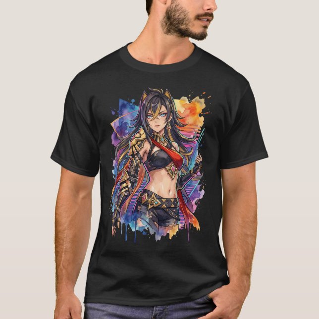 Genshin Impact Dehya Vaporwave-Ästhetik T-Shirt (Vorderseite)