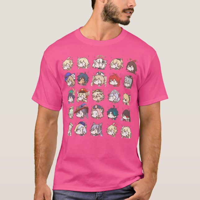 Genshin Impact Kawaii Chibi Nerdy Characters Class T-Shirt (Vorderseite)