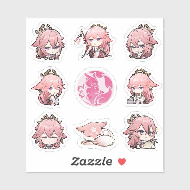 Genshin Impact Yae Miko Stickers Aufkleber (Blatt)