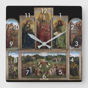 Gent Altarpiece (Detail), Van Eyck Brothers Quadratische Wanduhr