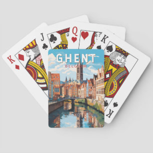 Gent Belgien Reise Kunst Vintage Spielkarten