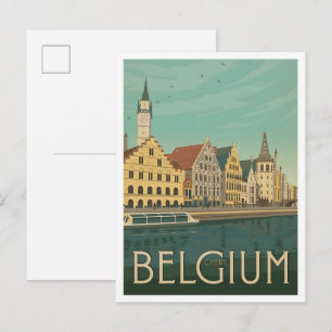 Gent Belgien Vintage Kunst Reise Postkarte