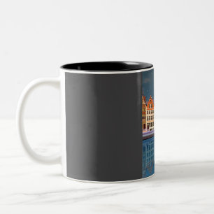 Gent Belgien Vintage Minimal Retro Reiseplakat Zweifarbige Tasse