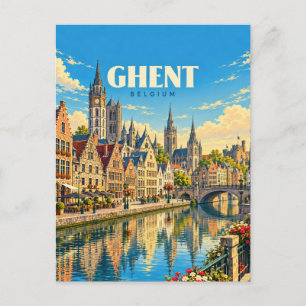 Gent Belgien Vintage-Reise Kunst Postkarte