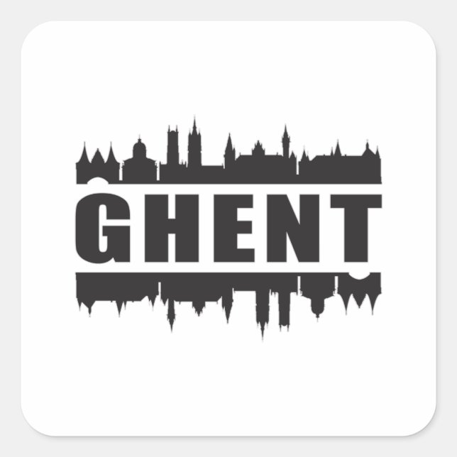 Gent Belgium City Skyline Cityscape Travel Geschen Quadratischer Aufkleber (Vorderseite)